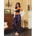 thumbnail image 4 of Ekouaer Womens Silk Satin Pajama Pants Casual Loose Lounge Pants Drawstring Elastic Waist Wide Leg Pj Bottoms with Pockets, 4 of 6