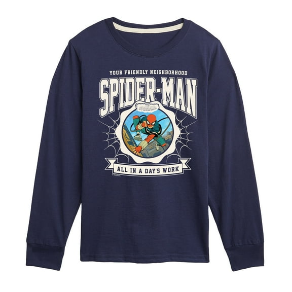 Marvel Your Friendly Neighborhood Spider-Man - Friendly Spidey Collegiate - Toddler And Youth Long Sleeve Graphic T-Shirt