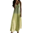 thumbnail image 1 of Vestido largo sin mangas con cuello en V informal para mujer - Vestido sin mangas estampado de poliéster para el día a día/la playa - Tallas S-XXXXXL, lavado a mano, 1 of 3