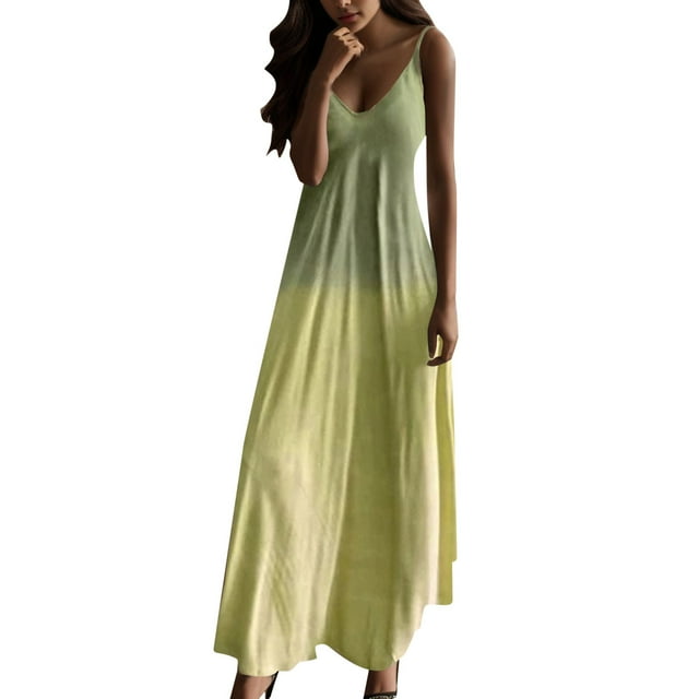 2025 Robe Longue Camisole Décontractée Grande Robe Femme Col en V Débardeur Femme Décontracté Été Maxi Imprimé Sans Manches Robes Midi d'Été pour Femme