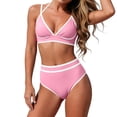 thumbnail image 2 of ClodeEU Women's Sexy Slim Fit Solid Color Bikini Set ,Bestseller Two-Piece Swimsuit Pink,Womens Plus M, 2 of 6
