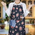 thumbnail image 6 of Pioneer Flower Floral Print Pattern Cotton Linen Apron with Pockets, Waterproof Adjustable, 33x27 Inch for Kitchen, Gardening, BBQ, Salon, 6 of 6