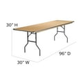thumbnail image 5 of Flash Furniture Fielder 8' Rectangular All-Occasion Birchwood Folding Event Table, Natural/Silver, 5 of 12