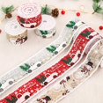 thumbnail image 2 of 2 Rolls 5 X 500cm Burlap Wired Ribbon Christmas Wrapping Ribbon Classic Wired Ribbon Silver Green Snowflake Fabric Ribbons For Floral Bow Craft Party, 2 of 3