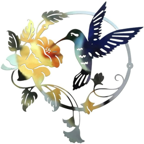 SUTENG Round Metal Hummingbird Silhouette Wall Decoration Wall Decoration Metal Wall Decor Silhouette Art for Gift Present Indoor Outdoor Garden Home Decoration