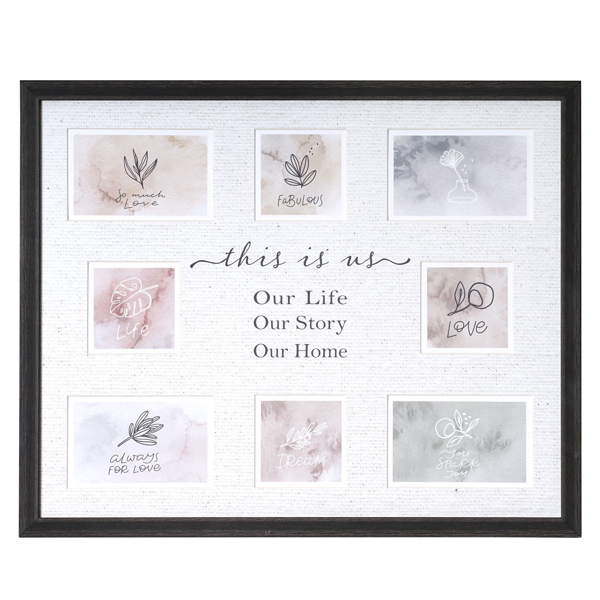 Crystal Art Gallery This Is Us Collage Keepsake Picture Frame - (4) 5.5" x 3.5" and (4) 3.5" x 3.5" Photos