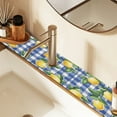 thumbnail image 2 of Yayeee Faucet Mat for Kitchen Sink 14.7" Diatomite Long Splash Guard Pad, Blue Plaid Lemon, 2 Pack, 2 of 7