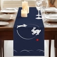 thumbnail image 3 of Table Runners 72 Inches Long Dress Scarves, Navy Blue Modern Farmhouse Kitchen/Dining Table Runner, Coffee Tablerunners, Farmhouse Rabbit Abstract Art 18x72 Inch, 3 of 9