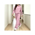 thumbnail image 2 of Zynoxe Womens Sweatsuits 2 Piece Set Long Sleeve Hooded Sweatshirt & Elastic Drawstring Waist Sweat Pants Suit Versatile Solid Color Tracksuit Set Lightweight Fall Winter Suit Set with Pockets Pink L, 2 of 7