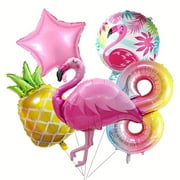 Tropical Flamingo Pineapple Foil Set Number 8 Color Number Balloon Girl Birthday Hawaiian Party Baby Shower Decoration