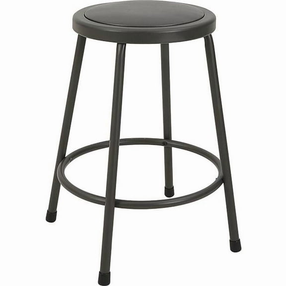 24 in. Metal Shop Stool with Vinyl PADDED Seat, Light Gray