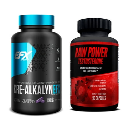 Kre-Alkalyn (240 Capsules) & Raw Power (90 Capsules) - Superior Muscle Building (The Best Supplement Stack For Building Muscle)