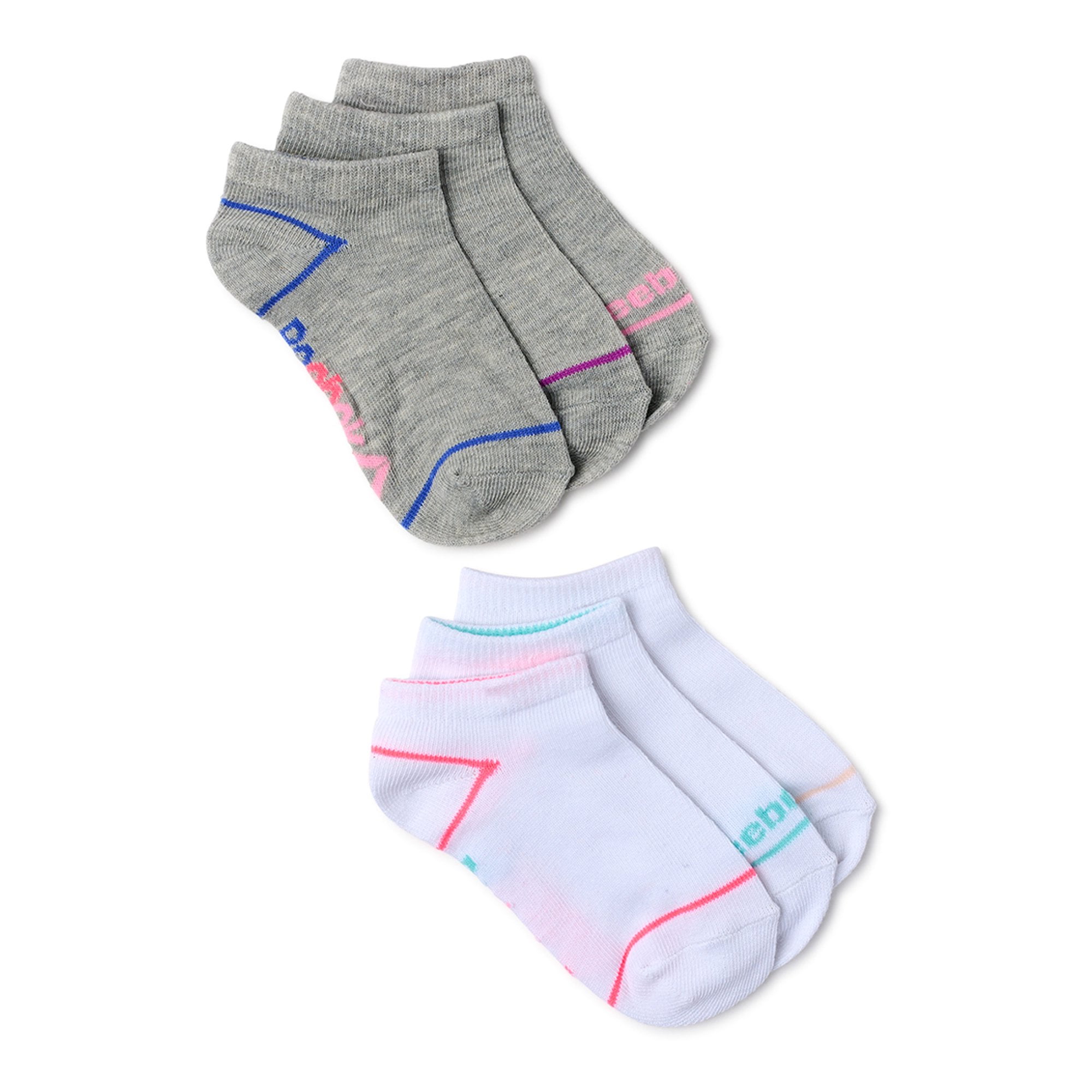 Reebok Girls Pro-Series Low Cut Socks, Medium, 6-Pack