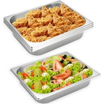 4 Pcs Half Size Hotel Pan, 1/2 Size 2.5 Inch Deep Stainless Steel Steam Table Pan Half Pans for Chafing Dishes, Breading Trays for Hotel, Party, Buffet, Catering Supplies
