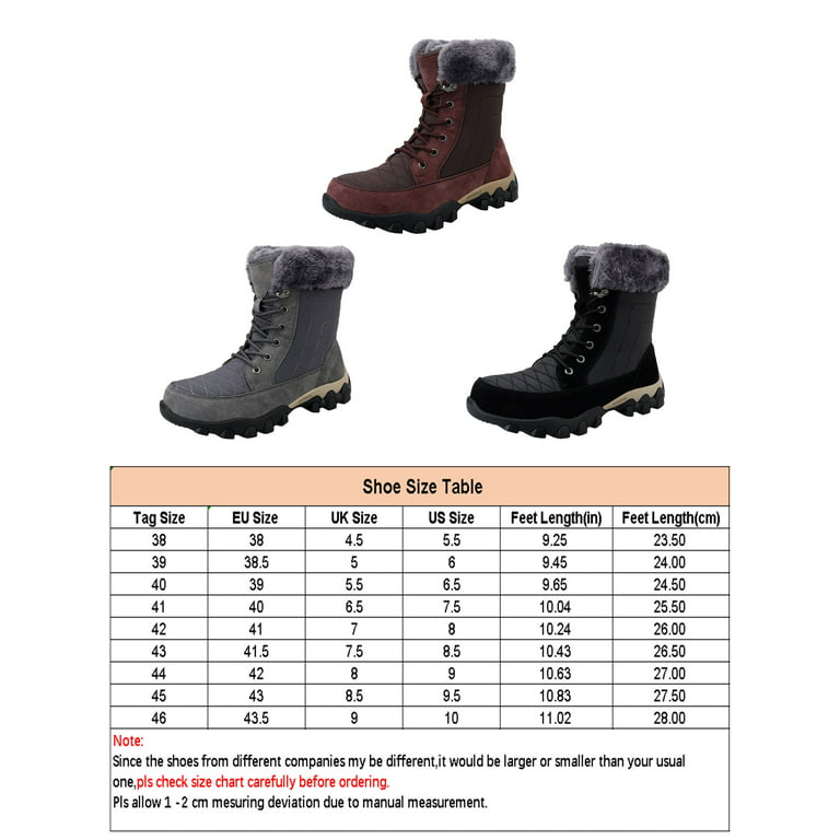 Boots 9.5 Plush Red Mid Snow Outdoor Anti-skid Wine Casual Hiking Shoes Calf Faux Warm SIMANLAN Mens Boot Fur Booties Lined Bootie Winter