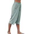 thumbnail image 4 of Dellytop Womens Casual Elastic Waist Solid Color 3/4 Summer Capri Pants, 4 of 5