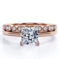 thumbnail image 1 of JeenMata Juego de 4 Puntas - Corte Princesa de 1,50 Quilates - Milgrain y Filigrana - Juego de Boda - Baño de Oro Rosa de 18 K sobre Plata (Personaliza la Banda de Tu Anillo de Boda), 1 of 6