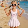 thumbnail image 3 of FUIALDOLG Little Girls Bow Swimwear Pink Girl's One Piece Swimsuit with Skirt Sleeveless A-line Swim Dress Comfort Toddler Wide Strap SwimsuitsTeens Beach Outfits for Pool Party 5-6Y, 3 of 7