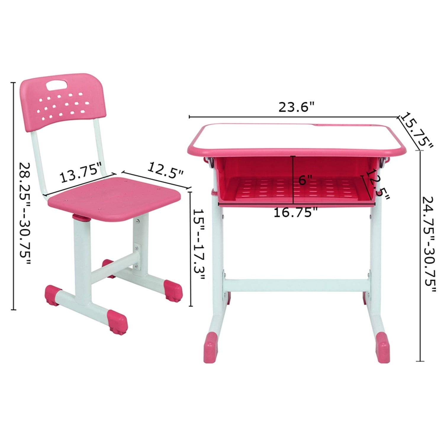 Kids Study Desk with Storage, Children School Study Table with Height Adjustable for 3-8 Years Girls Boys (Pink) Kids Study Desk with Storage, Children School Study Table with Height Adjustable for 3-8 Years Girls Boys (Pink)