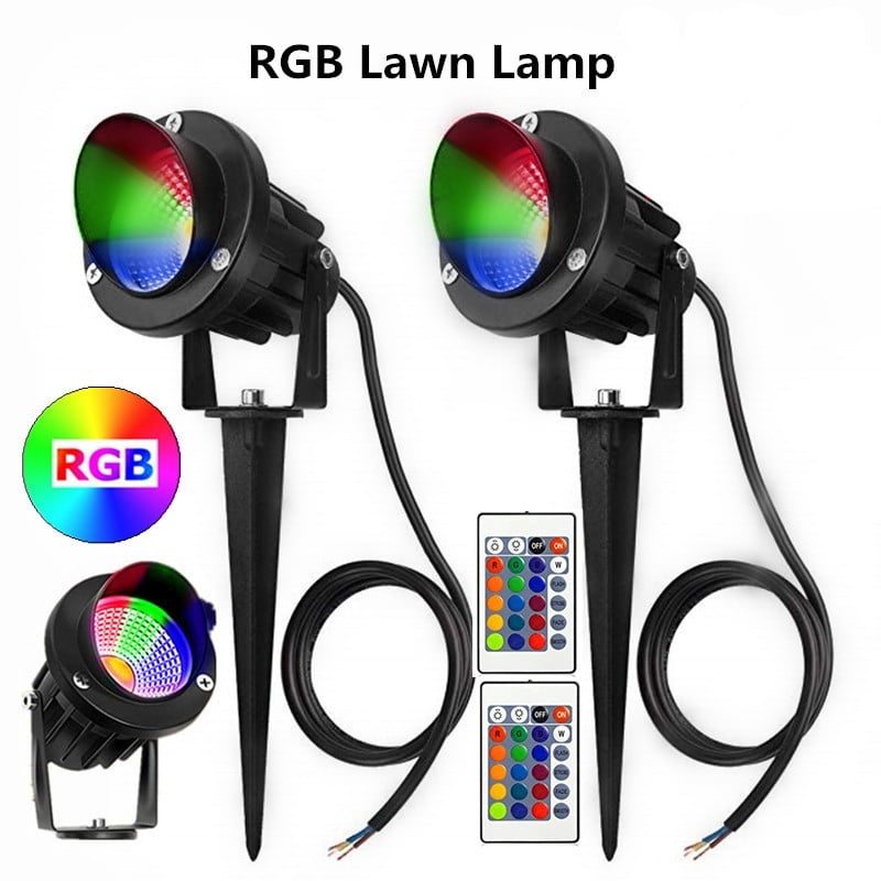 RGB Landscape Lights 2pcs- 4pcs IP68 Waterproof Outdoor Spotlights 4 Lighting Modes LED Decorative Light with Spike and Remote Control for Pathway Patio Yard Gazebos DC 12V