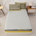 thumbnail image 4 of jejeloiu Bright Striped Zipper Twin Comforter Sets with Fitted Sheet and 2 Pillowcases,Sunny Print Zipper Bedding Set For Boys,Yellow Gray,Light Gray Reversible,4-Piece, 4 of 7
