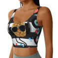 thumbnail image 2 of Pofeuu Pineapple With Black Glasses Print Sports Bra for Women Sexy Vest Yoga Running Gym Fitness Crop Bras Tops-Large, 2 of 8