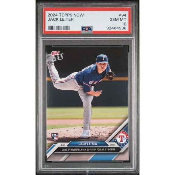 Graded 2024 Topps Now Jack Leiter #94 Rookie RC Baseball Card PSA 10 Gem Mint