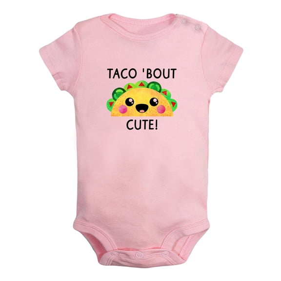 Taco' Bout Cute Novelty Rompers For Babies, Newborn Baby Unisex Bodysuits, Infant Jumpsuits, Toddler 0-24 Months Kids One-Piece Oufits (Pink, 0-6 Months)