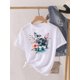 thumbnail image 3 of Camiseta estampada de manga corta para mujer, ropa con estampado de flores dulces de los años 90, Top para mujer, camiseta para mujer, ropa con cuello redondo, 3 of 5