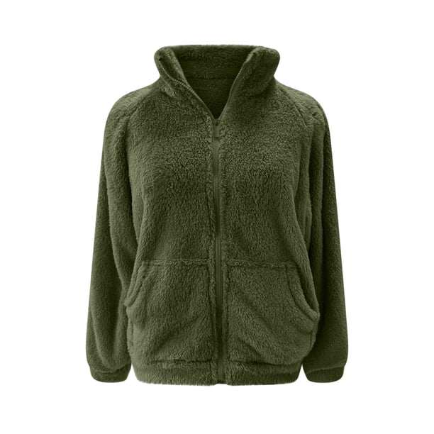 Veste Polaire Réversible Femme - Manteau Chaud Léger à Col Montant Avec Poches