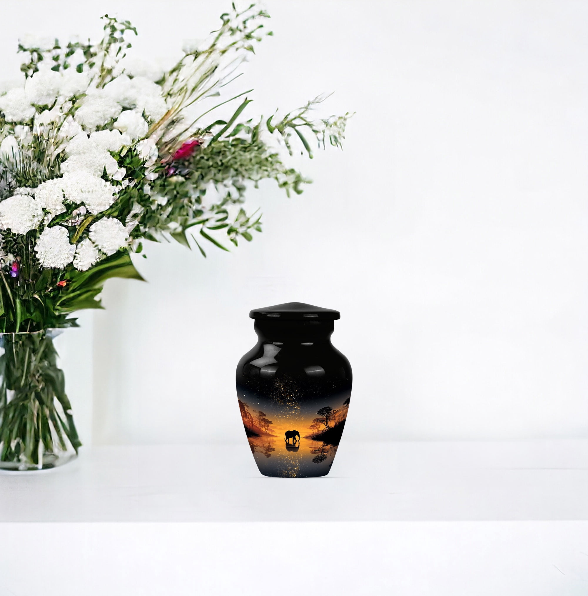 Elephan Funeral Urn For Human Ashes Men & Women, Decorative Urns For Male & Female Ashes, Small Keepsake Cremation Urns For Adult Men (Size-3 Inch 4 Pcs)