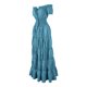 thumbnail image 3 of Faldas largas Vestido largo informal para mujer, con cordones, cuello oblicuo, color sólido, ajuste holgado, traje de vacaciones Kuymtek Azul T M para Mujer, 3 of 6