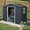 Black+White, variant on IMagacFun 8x4 Metal Outdoor Storage Shed with Floor Base and Lockable Sliding Doors & Vents for Garden Backyard Patio Lawn Gray