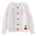 thumbnail image 2 of RXIRUCGD Industrie Lourde Cardigan Tricoté au Crochet à la Main pour Filles en Coton à Col Rond Chandail Veste pour Enfants ( Blanc, Taille : 6 Ans ), 2 of 3
