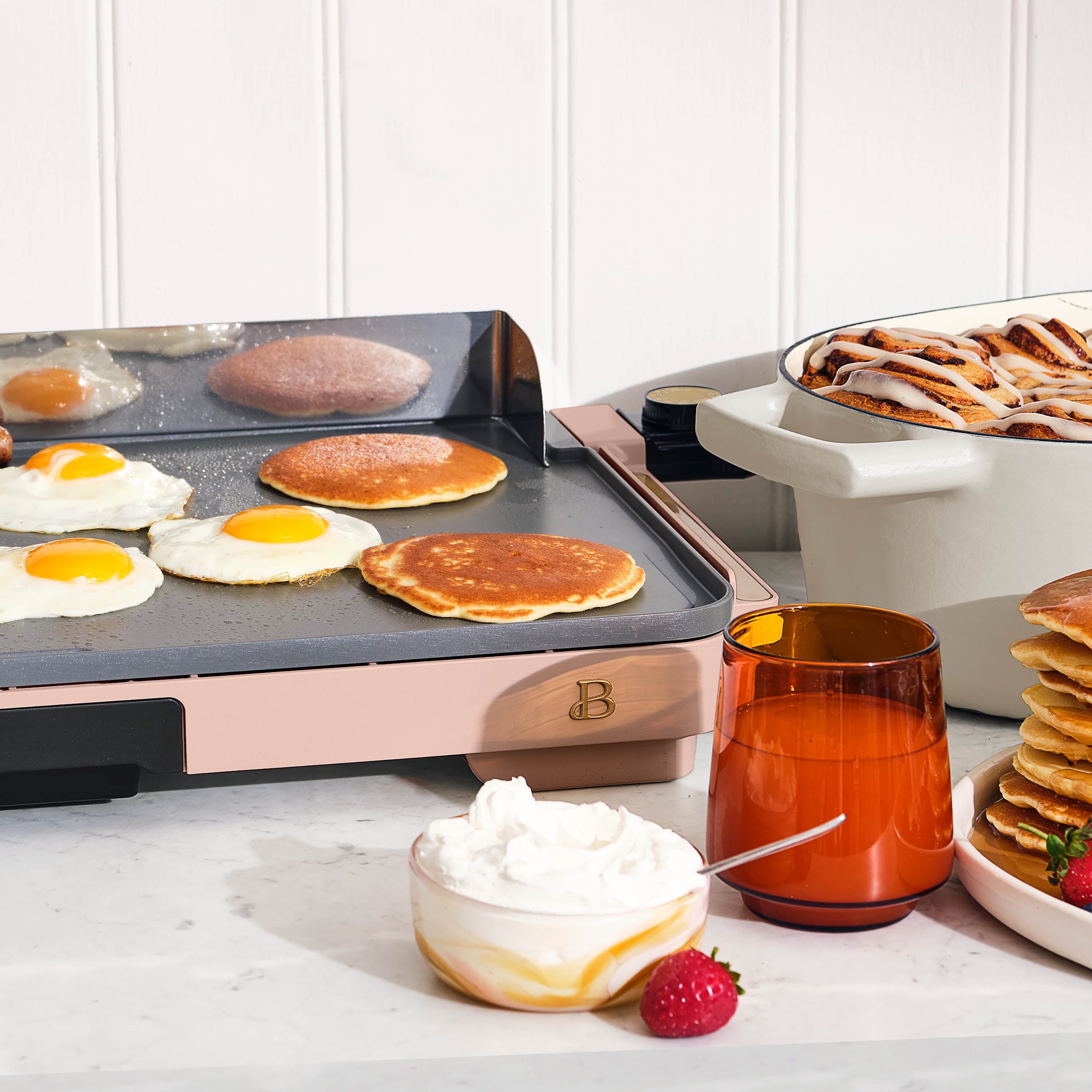 Beautiful XL Electric Griddle 12" x 22," Non-stick, Rose by Drew Barrymore