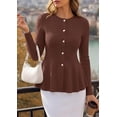 thumbnail image 6 of PRETTYGARDEN Women's Fall Lightweight Cardigan Sweaters | Long Sleeve Peplum Tops, Button Up, Slim Fitted, Flared Hem, Soft Ribbed Knit, Business Casual Outfits, Winter Trendy Clothes, 6 of 9