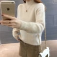 thumbnail image 1 of Suéter de mujer otoño e invierno Popular medio cuello alto engrosado camisa de fondo de terciopelo de visón sintético, 1 of 6