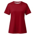 thumbnail image 4 of Oversized Tshirts for Women, Elegant O Neck Short Sleeve Lace Business Blouse, Red 5XL, 4 of 5