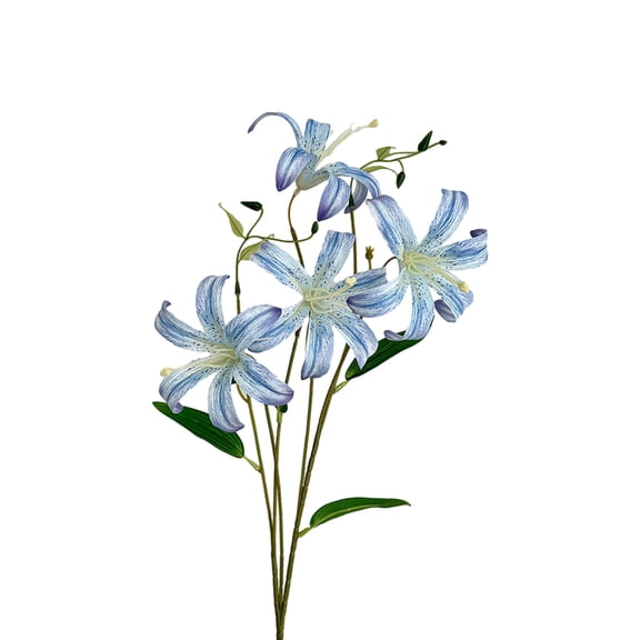 Riguas Faux Lily Flower Long Stem Artificial Lily Branch with 4 Bloom Heads And Leaves Real Touch Lilium Flower for Wedding Party Home Decor