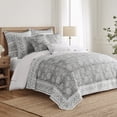 thumbnail image 4 of Levtex Home Adare Grey Reversible Full/Queen Quilt Set (88x92in) with 2 Pillow Shams (26x20in) - Floral Bedding - Grey White - Cotton Full/Queen Size Quilt Bedding Set - Lightweight, Soft, Pre-Washed, 4 of 5