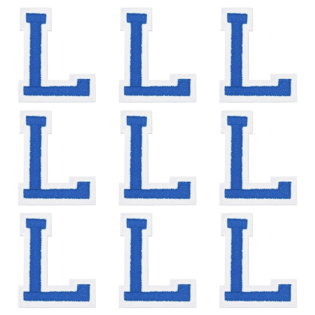 Parche de letras de planchar Uxcell, 9 piezas de 2"/5 cm, letras L de bordado para planchar, parches para coser en ropa, vestidos, calcetines, jeans, gorras, accesorios de bricolaje (azul oscuro)
