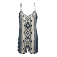 thumbnail image 2 of ZAITUBLES Womens Summer Casual Sleeveless Romper Loose Adjustable Spaghetti Strap Shorts Jumpsuits with Front Pockets, Casual Beach Vacation Outfits, Aztec Tribal Print, Size 2XL, 2 of 6