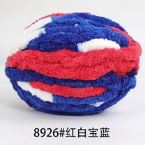 XmhyTop 1 Pack Chenille Velvet Yarn Knitting Wool Thick Warm Crochet Knitting Yarns for DIY Hand-Knitted Fabric Art Bag Sweater Doll 250g，Red, White, Blue