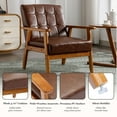 thumbnail image 2 of MOONMISS PU Leather Upholstered Tufted Mid-Century Modern Wood Frame Accent Chair for Living Room-Brown, 2 of 6