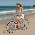 thumbnail image 3 of ABORON 24" Beach Cruiser Bike Women, Lightweight Adult Urban Cruiser Bike with Rack, 7-Speed Cruiser Bicycle for Commuting, Carbon Steel Frame Commuter Bicycle, 3 of 11