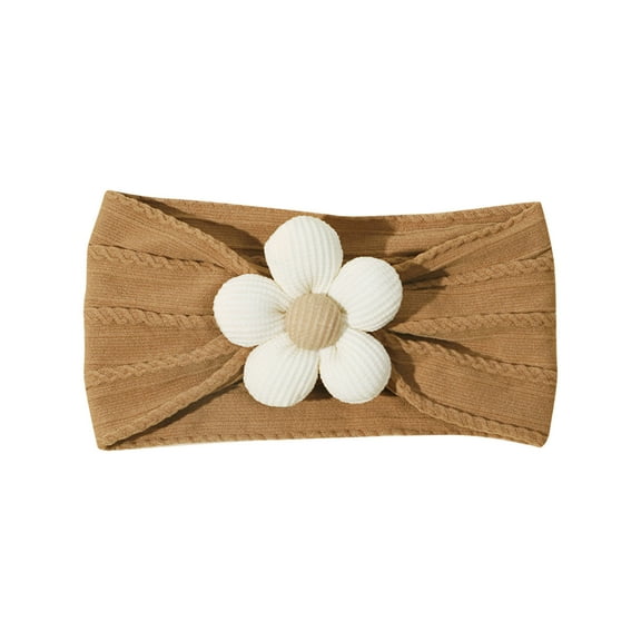 AUNVITO Baby Wide Headband Elastic Nylon Soft Solid Color Jacquard Small Flowers Design