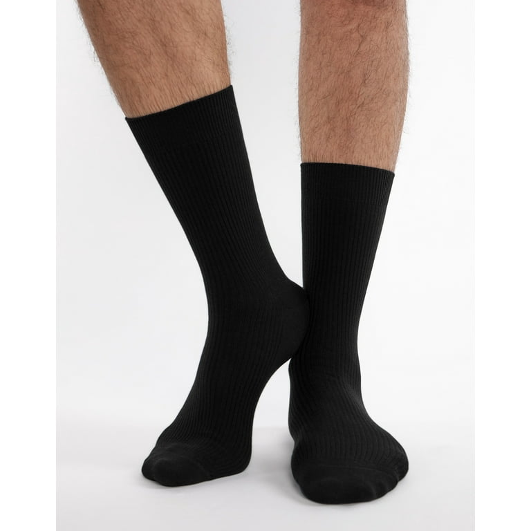 INNERSY Mens Cotton Socks Casual Crew Socks Business Dress Socks for Men 6  Pairs (L, Black) - Walmart.com