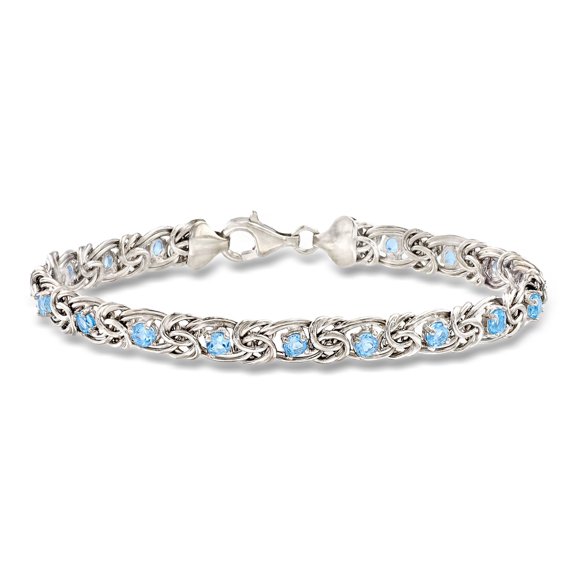 Ross-Simons 2.30 ct. t.w. Sky Blue Topaz Byzantine Bracelet in Sterling Silver, Women's, Adult