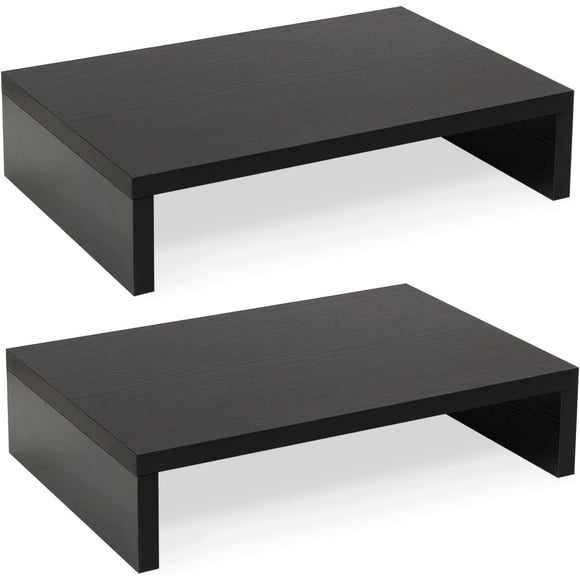 UTAH-Wood Monitor Stand Riser-2 Pack, 2 Tier Adjustable Monitor Stand Dual Monitor Riser for 2 Monitors/Laptop/PC Black Computer Stand for Desk by