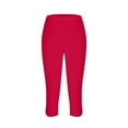 thumbnail image 5 of gbyLJF Capri Leggings Womens 2024 Summer Plus Size Capris Knee Length Workout Yoga Capri Pants Beach Cropped Pants Red 3XL, 5 of 6